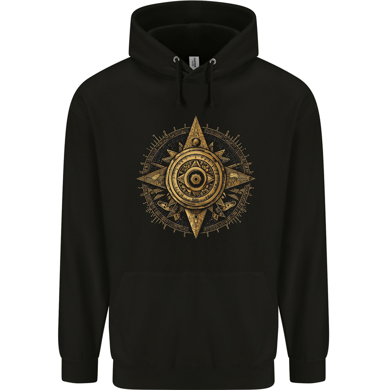 A Fantasy Gold Compass Mens 80% Cotton Hoodie Black