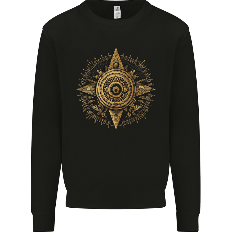 A Fantasy Gold Compass Mens Sweatshirt Jumper Black