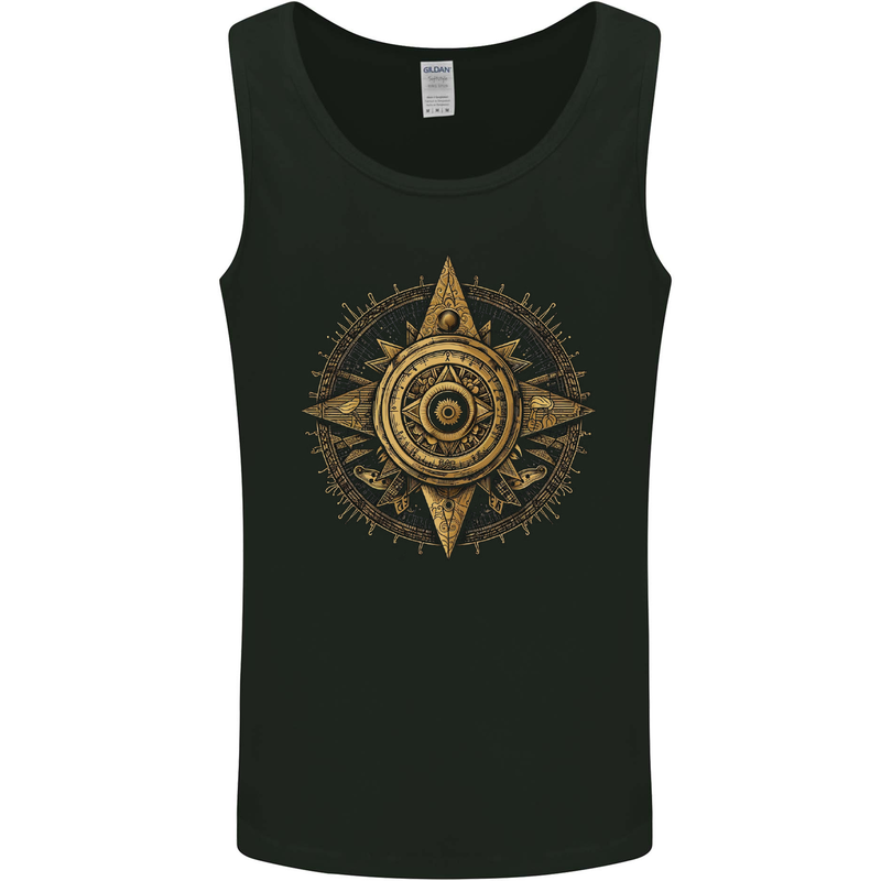 A Fantasy Gold Compass Mens Vest Tank Top Black