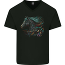 A Fantasy Horse With Feathers Pegasus Mens V-Neck Cotton T-Shirt Black