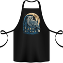 A Fantasy Owl Sitting on a House With Moon Cotton Apron 100% Organic Black