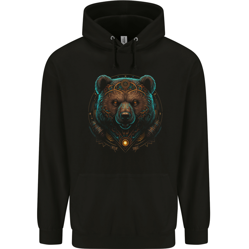 A Fantasy SCI-FI Grizzly Bear of the Future Childrens Kids Hoodie Black