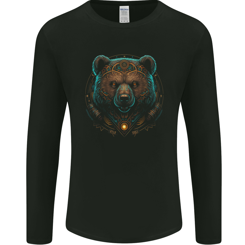 A Fantasy SCI-FI Grizzly Bear of the Future Mens Long Sleeve T-Shirt Black