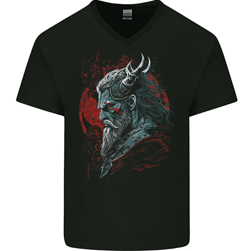 A Fantasy Viking Of War Odin Thor Mens Womens Kids Unisex Black Mens V-Neck T-Shirt