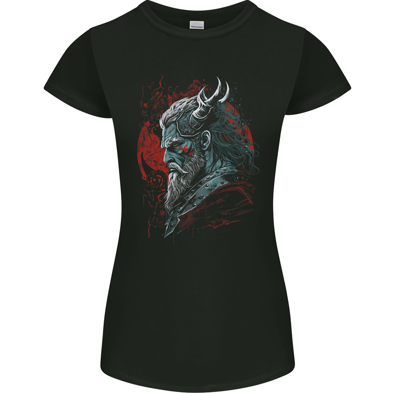 A Fantasy Viking Of War Odin Thor Womens Petite Cut T-Shirt Black