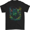 A Fantasy Wolf in the Forest Mens Gildan Cotton T-Shirt Black