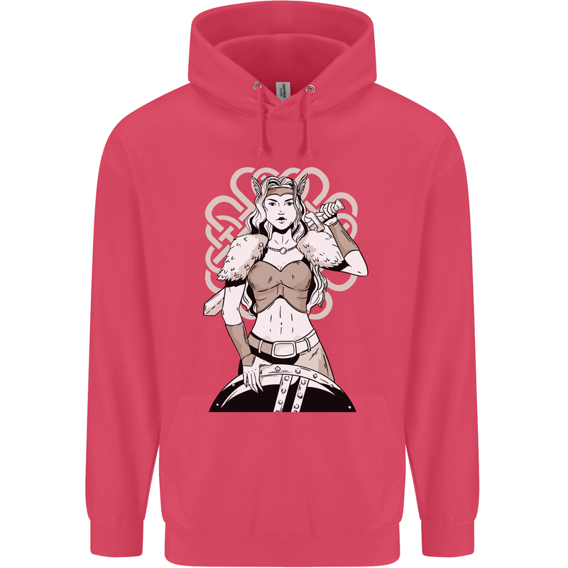A Female Viking Shield Maiden Warrior Childrens Kids Hoodie Heliconia