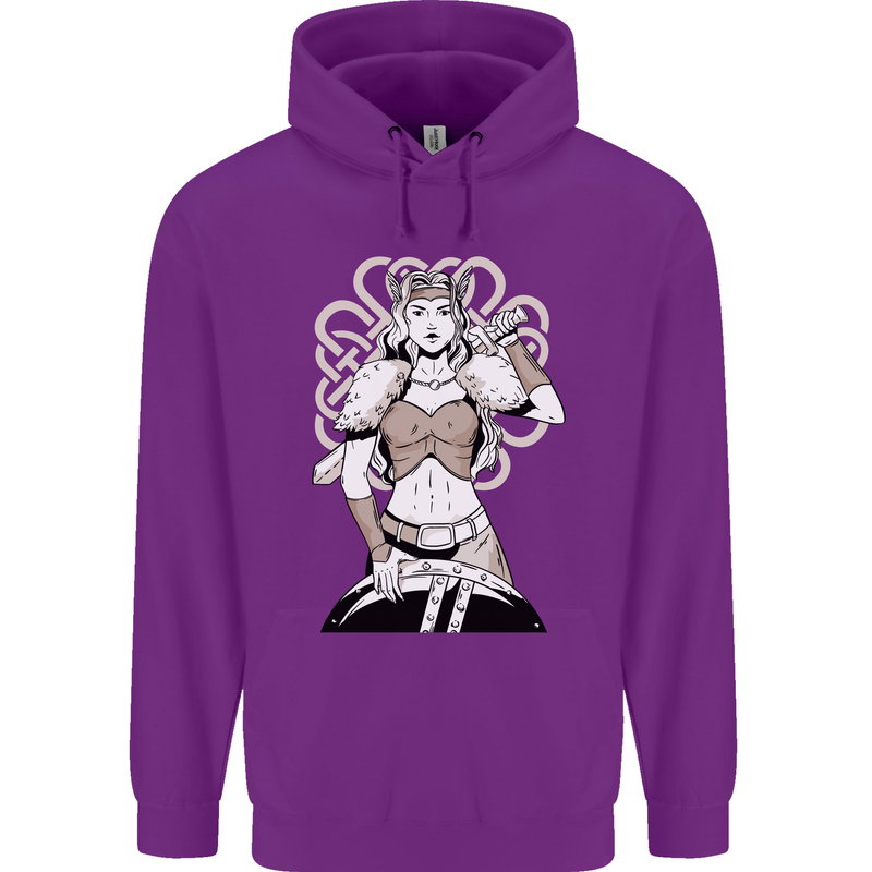 A Female Viking Shield Maiden Warrior Childrens Kids Hoodie Purple