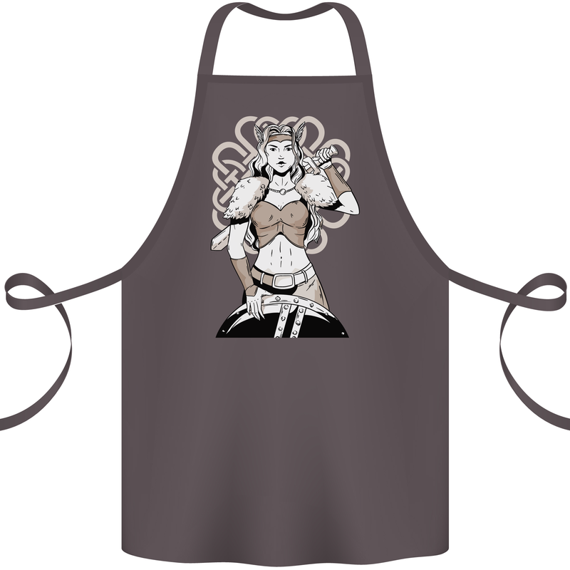 A Female Viking Shield Maiden Warrior Cotton Apron 100% Organic Dark Grey