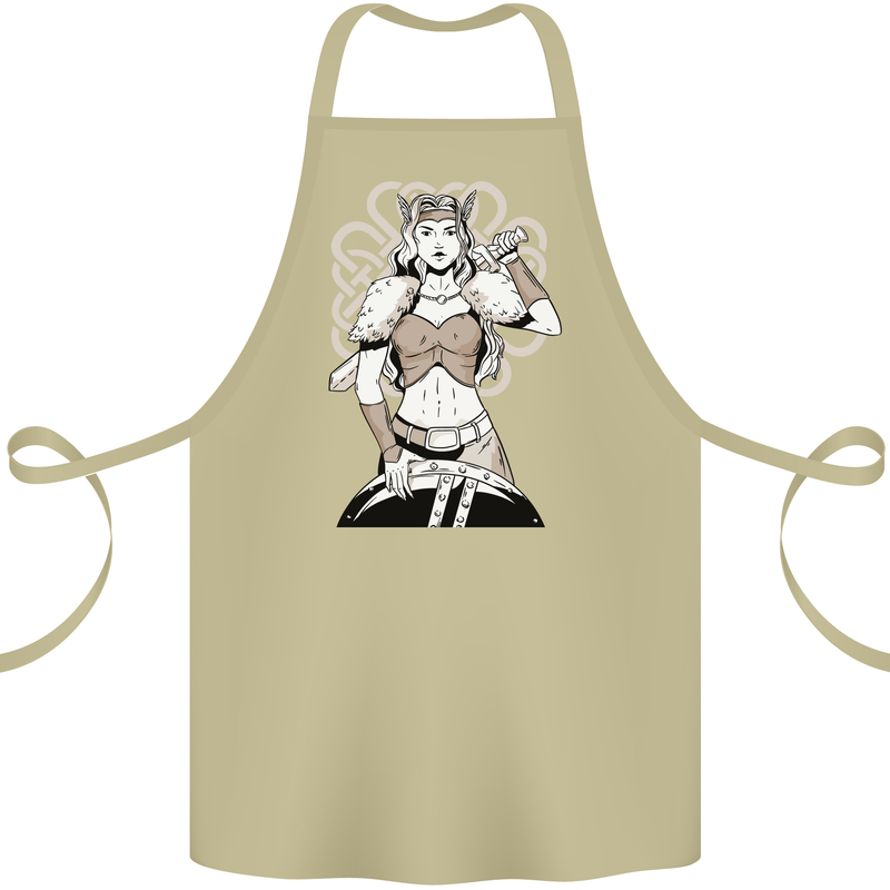 A Female Viking Shield Maiden Warrior Cotton Apron 100% Organic Khaki