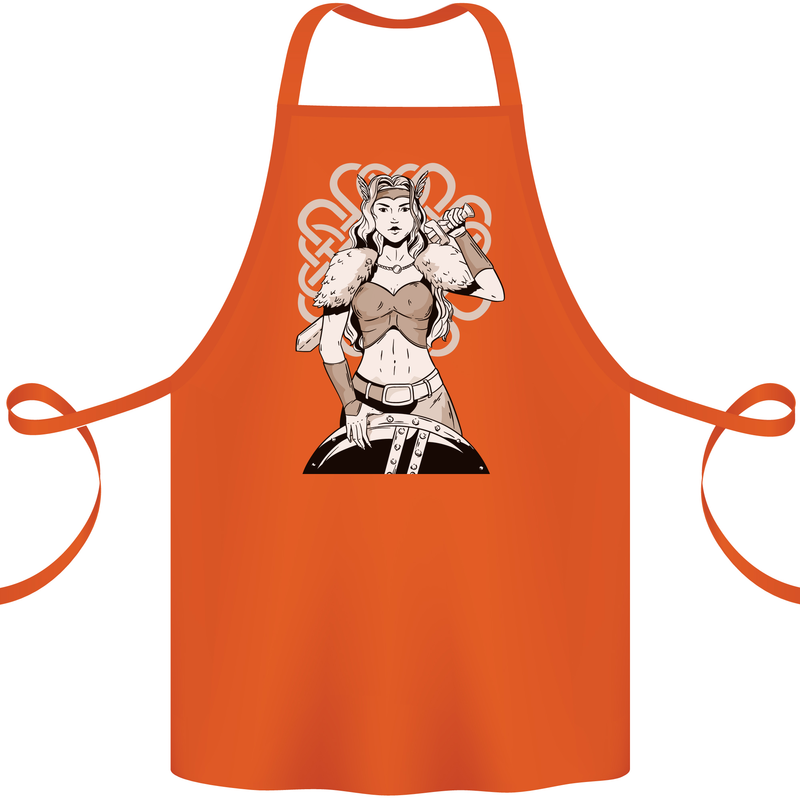 A Female Viking Shield Maiden Warrior Cotton Apron 100% Organic Orange