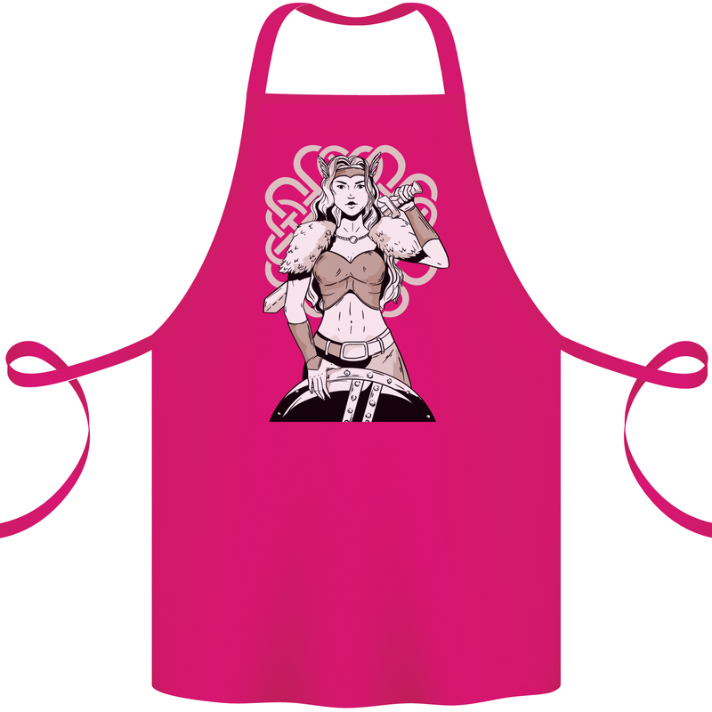 A Female Viking Shield Maiden Warrior Cotton Apron 100% Organic Pink