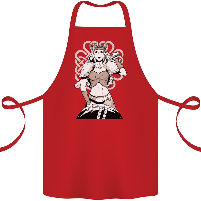 A Female Viking Shield Maiden Warrior Cotton Apron 100% Organic Red