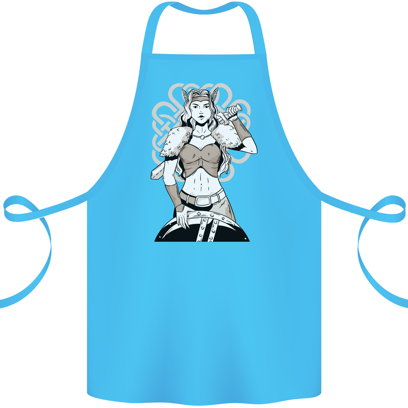 A Female Viking Shield Maiden Warrior Cotton Apron 100% Organic Turquoise