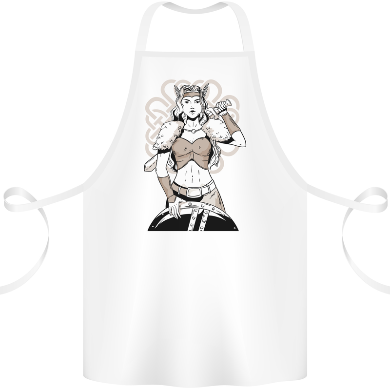 A Female Viking Shield Maiden Warrior Cotton Apron 100% Organic White