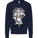 A Female Viking Shield Maiden Warrior Kids Sweatshirt Jumper Navy Blue