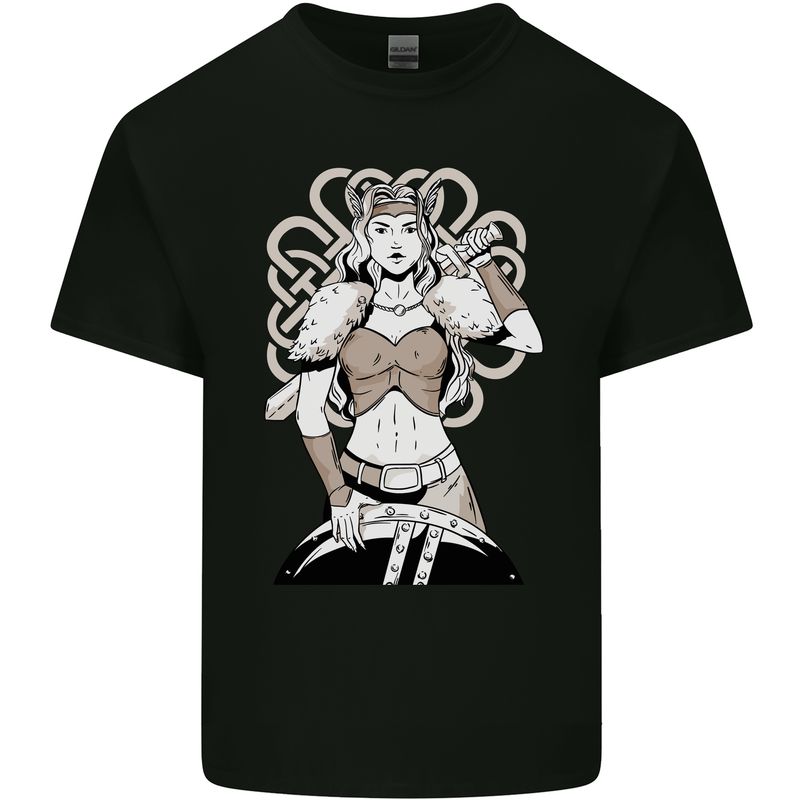 A Female Viking Shield Maiden Warrior Mens Cotton T-Shirt Tee Top Black