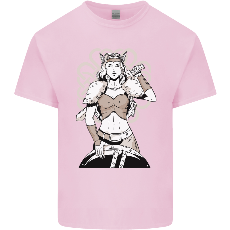 A Female Viking Shield Maiden Warrior Mens Cotton T-Shirt Tee Top Light Pink