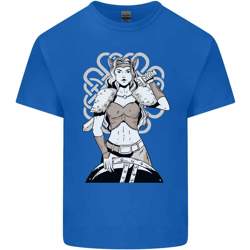 A Female Viking Shield Maiden Warrior Mens Cotton T-Shirt Tee Top Royal Blue