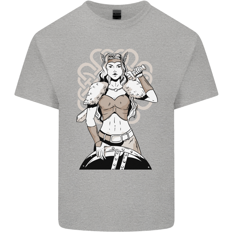A Female Viking Shield Maiden Warrior Mens Cotton T-Shirt Tee Top Sports Grey