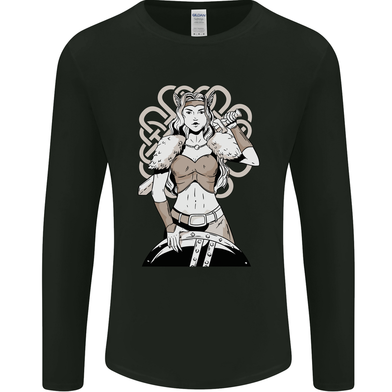 A Female Viking Shield Maiden Warrior Mens Long Sleeve T-Shirt Black