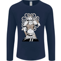 A Female Viking Shield Maiden Warrior Mens Long Sleeve T-Shirt Navy Blue