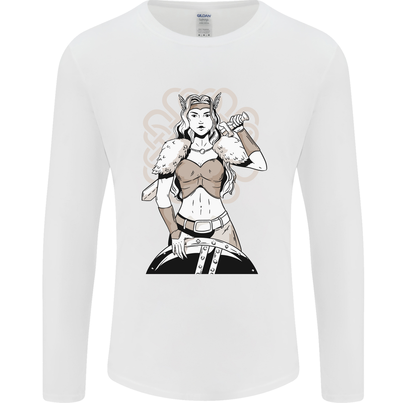 A Female Viking Shield Maiden Warrior Mens Long Sleeve T-Shirt White