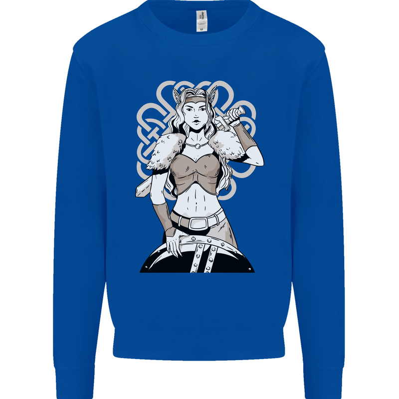 A Female Viking Shield Maiden Warrior Mens Sweatshirt Jumper Royal Blue