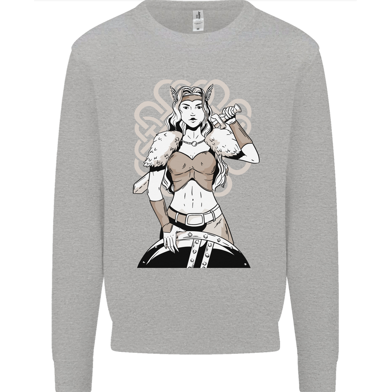A Female Viking Shield Maiden Warrior Mens Sweatshirt Jumper Sports Grey