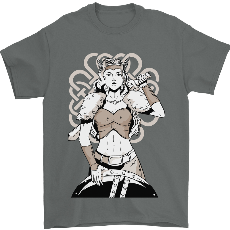 A Female Viking Shield Maiden Warrior Mens T-Shirt 100% Cotton Charcoal