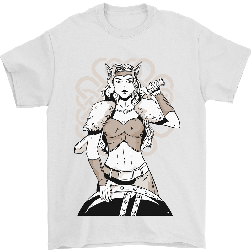 A Female Viking Shield Maiden Warrior Mens T-Shirt 100% Cotton White