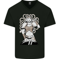 A Female Viking Shield Maiden Warrior Mens V-Neck Cotton T-Shirt Black