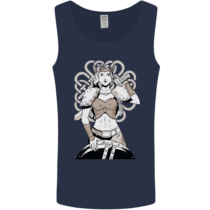 A Female Viking Shield Maiden Warrior Mens Vest Tank Top Navy Blue