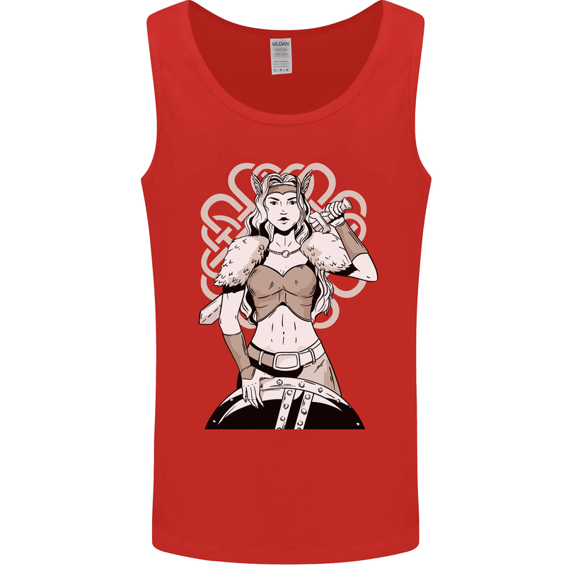 A Female Viking Shield Maiden Warrior Mens Vest Tank Top Red