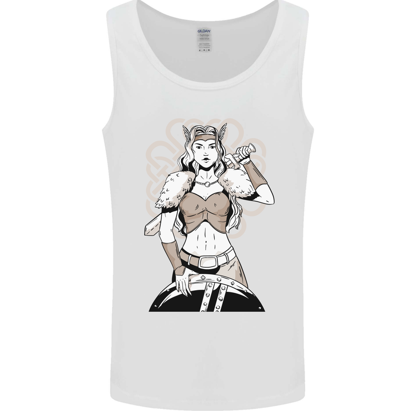 A Female Viking Shield Maiden Warrior Mens Vest Tank Top White