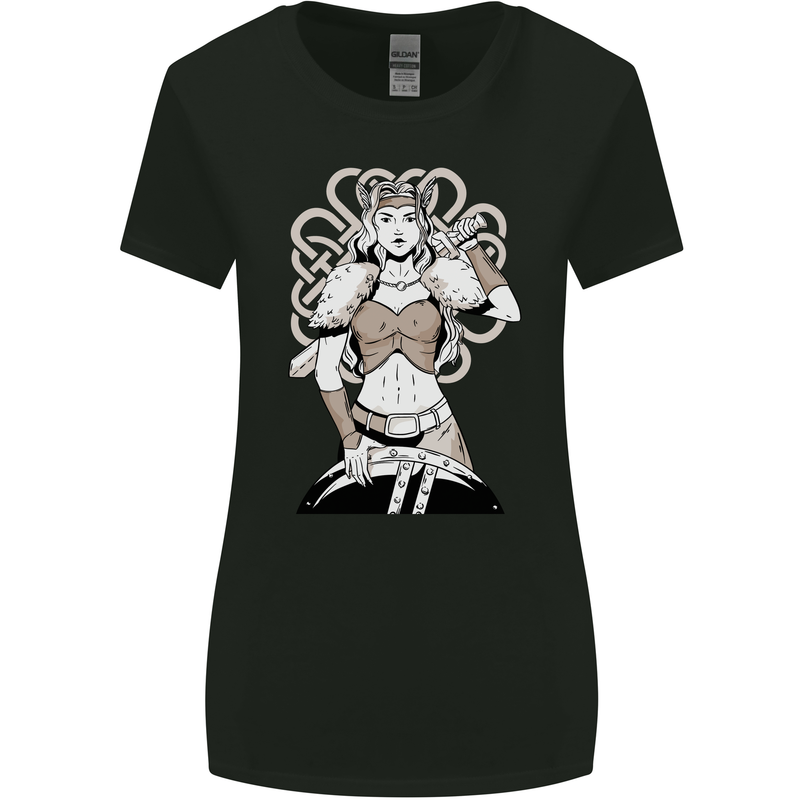 A Female Viking Shield Maiden Warrior Womens Wider Cut T-Shirt Black
