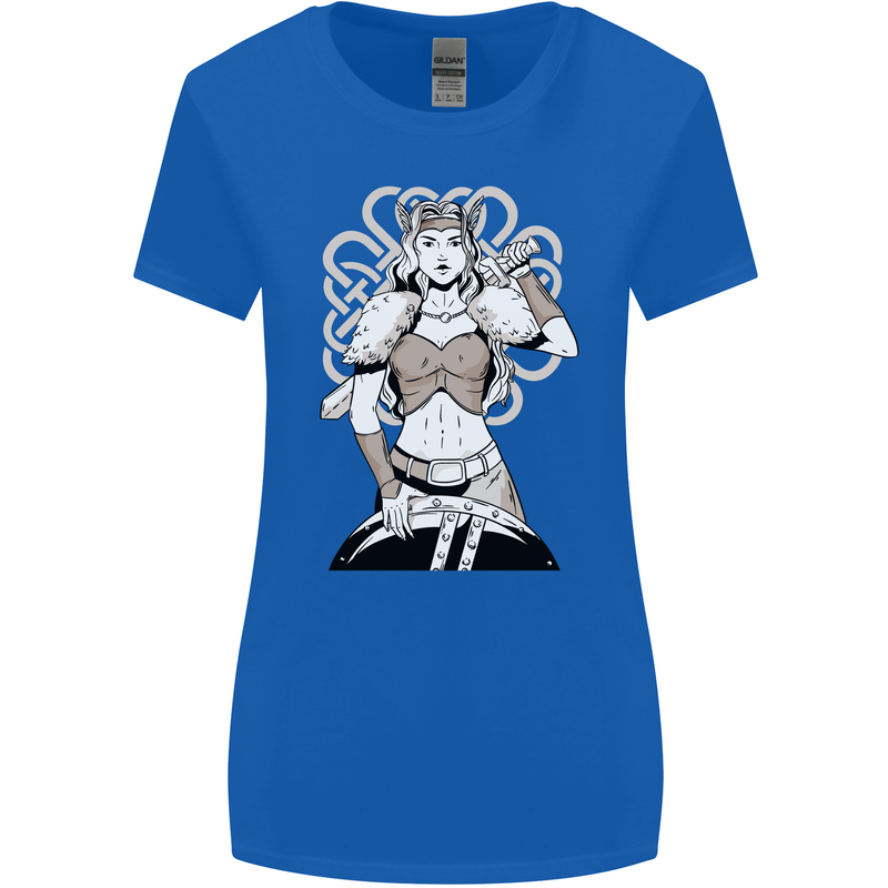 A Female Viking Shield Maiden Warrior Womens Wider Cut T-Shirt Royal Blue