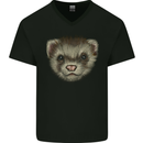 A Ferret Head Mens V-Neck Cotton T-Shirt Black
