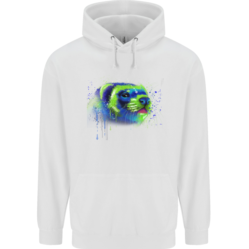 A Ferret Watercolour Childrens Kids Hoodie White
