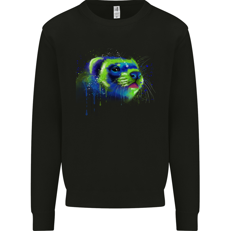 A Ferret Watercolour Kids Sweatshirt Jumper Black