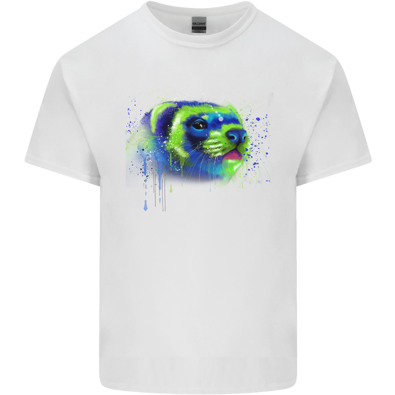 A Ferret Watercolour Kids T-Shirt Childrens White