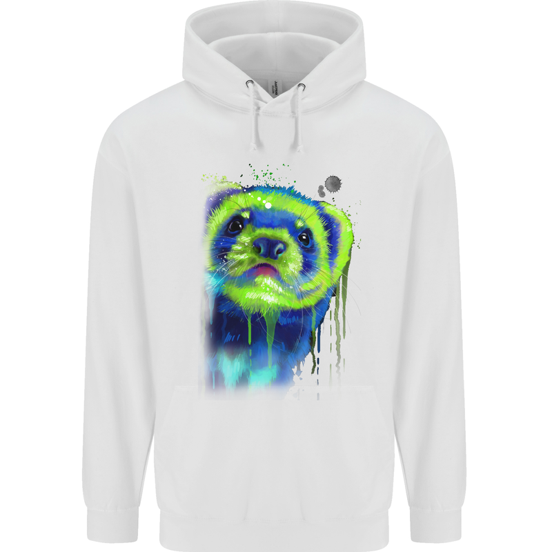 A Ferret Watercolour Mens Hoodie White
