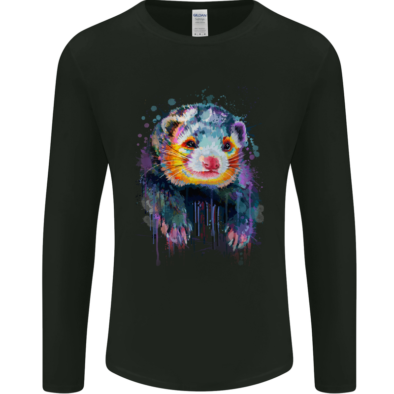 A Ferret Watercolour Mens Long Sleeve T-Shirt Black