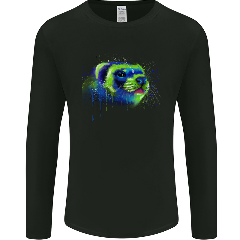 A Ferret Watercolour Mens Long Sleeve T-Shirt Black