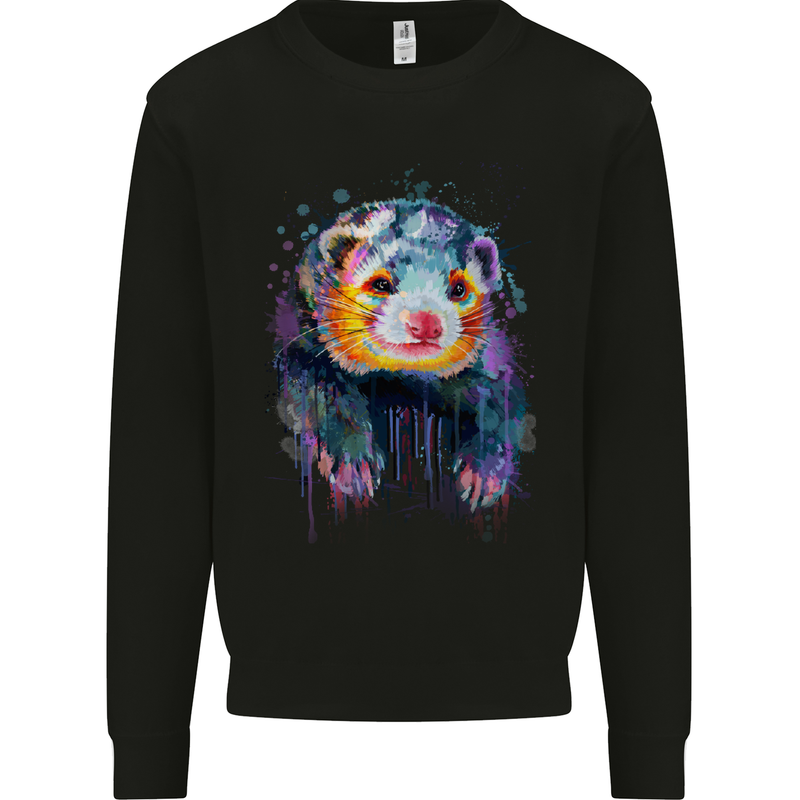A Ferret Watercolour Mens Sweatshirt Jumper Black