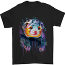 A Ferret Watercolour Mens T-Shirt Cotton Gildan Black