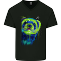 A Ferret Watercolour Mens V-Neck Cotton T-Shirt Black