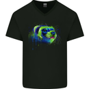 A Ferret Watercolour Mens V-Neck Cotton T-Shirt Black