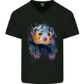A Ferret Watercolour Mens V-Neck Cotton T-Shirt Black