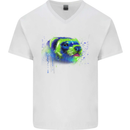 A Ferret Watercolour Mens V-Neck Cotton T-Shirt White